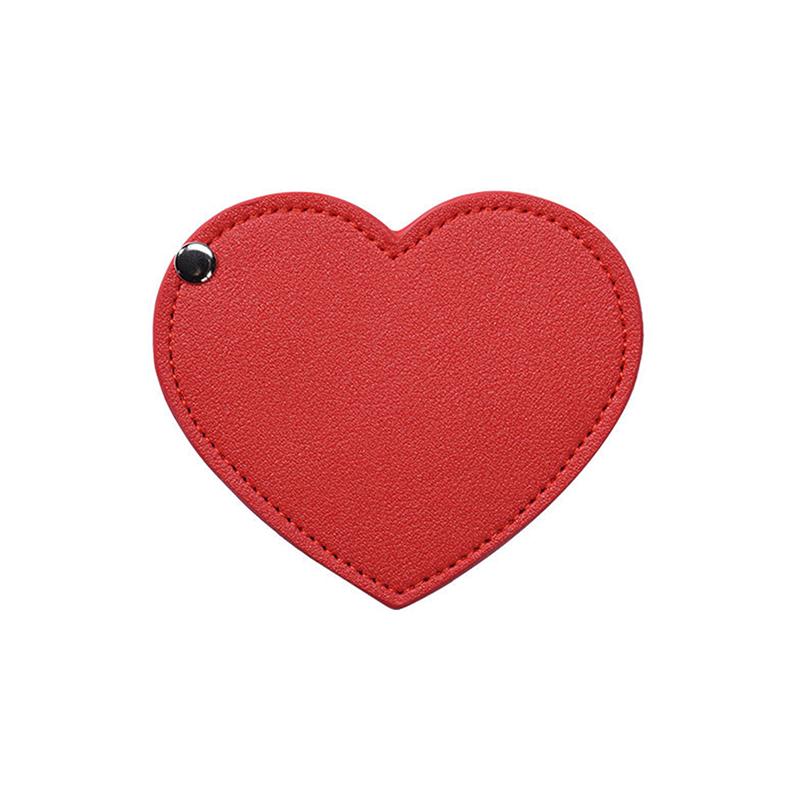 

1pc Mini Heart Shaped Makeup Mirror Stainless Steel Portable PU Cover Rotary Cosmetic Mirrors Pocket Mirror Beauty Accessories