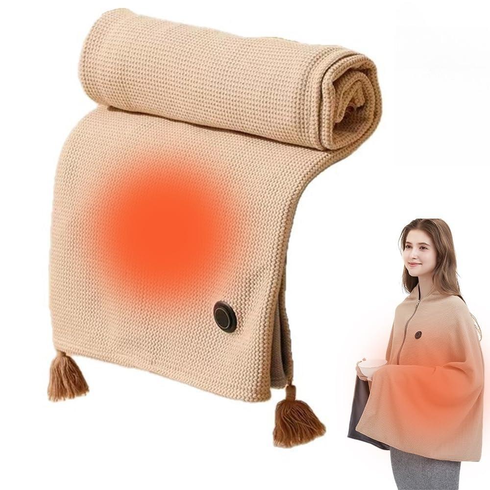 

USB-шаль с подогревом для женщин, мягкая электрическая шаль на молнии с аккумулятором 10 000 мАч, мягкая шаль с подогревом на молнии для дома, улицы 1PC