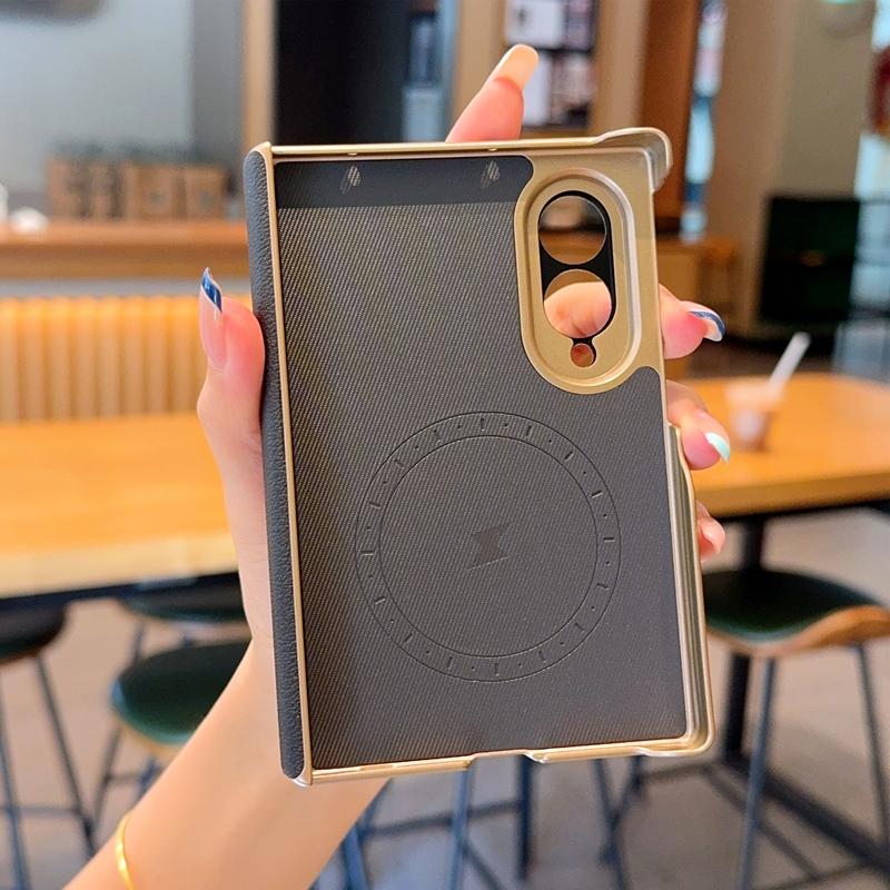 For Samsung Galaxy Z Fold 8 Wide 5G Case Luxury Electroplate Matte Leather Magnetic Wireless Charging Shockproof Hard Back Cover
