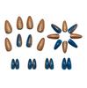 Medium Almond-Shaped Blue & Orange Glitter Press-On Nails for Autumn/Winter