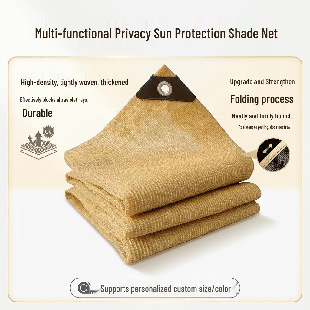 Beige Thickened Privacy Sunshade Net for Balcony and Courtyard
