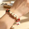 Elegant Retro Gold Spacer Beads Christmas Bracelets for Women, Beaded Charm Stretch Bracelet with Stretchy Bead Girls Card, Holiday Jewelry
