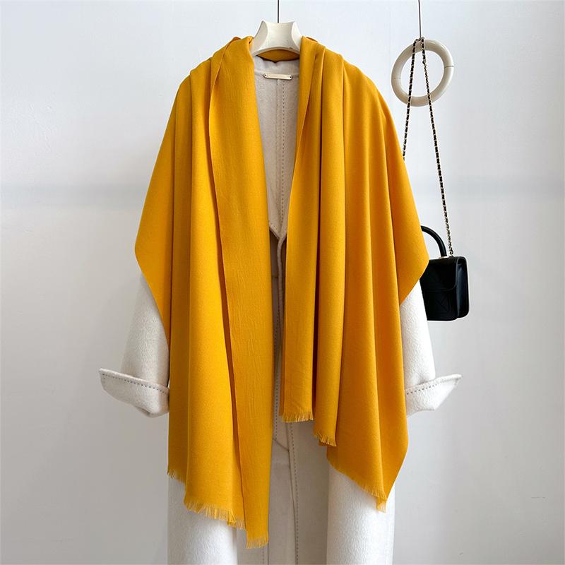 Luxury Winter Cashmere Scarf Women Solid Handkerchief Warm Pashmina Female Shawl Tassel Wrap Soft Pareo Bufanda Scarves Stole