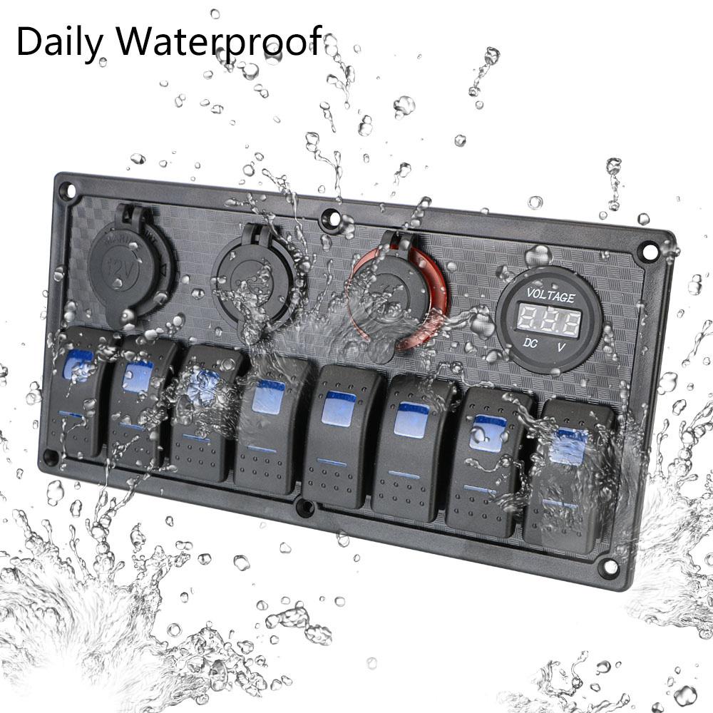 24V 12V Switch Panel 8 Buttons Car Light Toggle USB Chargers Power Adapter Caravan Accessories for Boat Van Truck Trailer Marine Battery Switches5