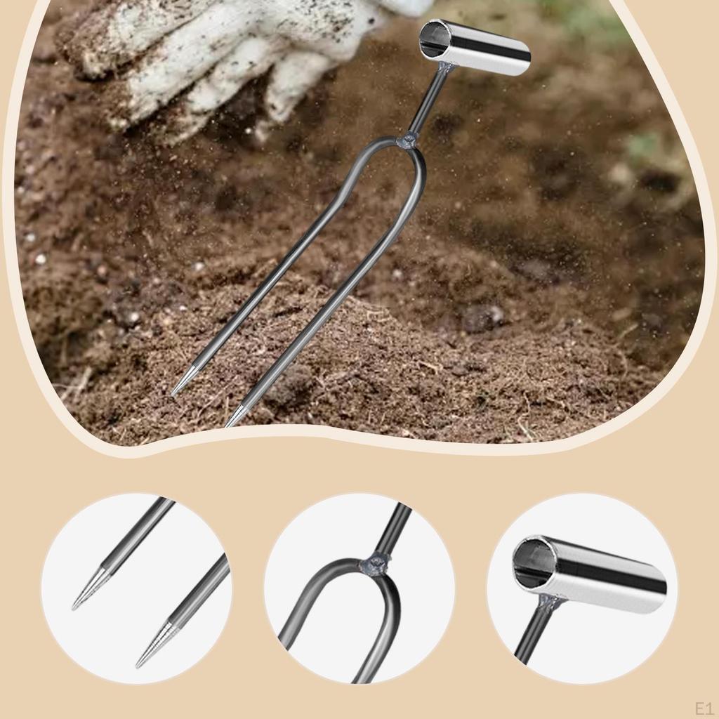 Garden Hand Tiller Weeding Tool Steel 2 Tines for Raised Beds, Borders & Containers Effortless Lawn