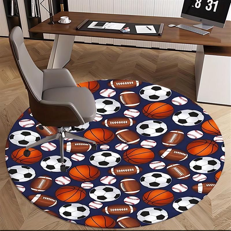 Sportball Bürostuhlmatte, Fußball, Basketball, Football Muster Teppich für Wohnkultur, Büroteppich, Wohnzimmer, Schlafzimmer Geschenk1118058a