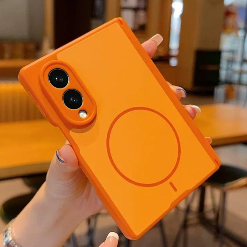 Business Solid Color Magnetic for Magsafe Case for Samsung Galaxy Z Fold 8 Ultra 7 6 5 Fold8 Wide Hinge Protect PC Armor Cover