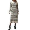 Ladies Fashion New Slim Fit Color Sweater Striped Long Skirt Fashionable Autumn And Winter Dress
