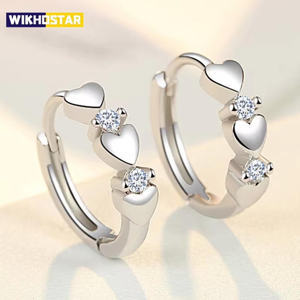 Cute Heart Small Hoop Earrings Women 3 Metal Colors Trendy Girls Ear Circle Earrings Fancy Accessories Statement Jewelry