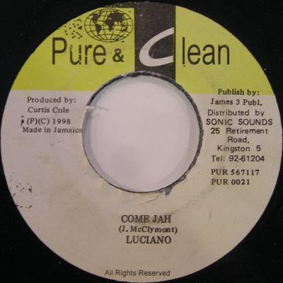 7inch Record LUCIANO - Come Jah PUR0021 Pure & Clean 1998 Jamaica Reggae, Ska & Dub Used
