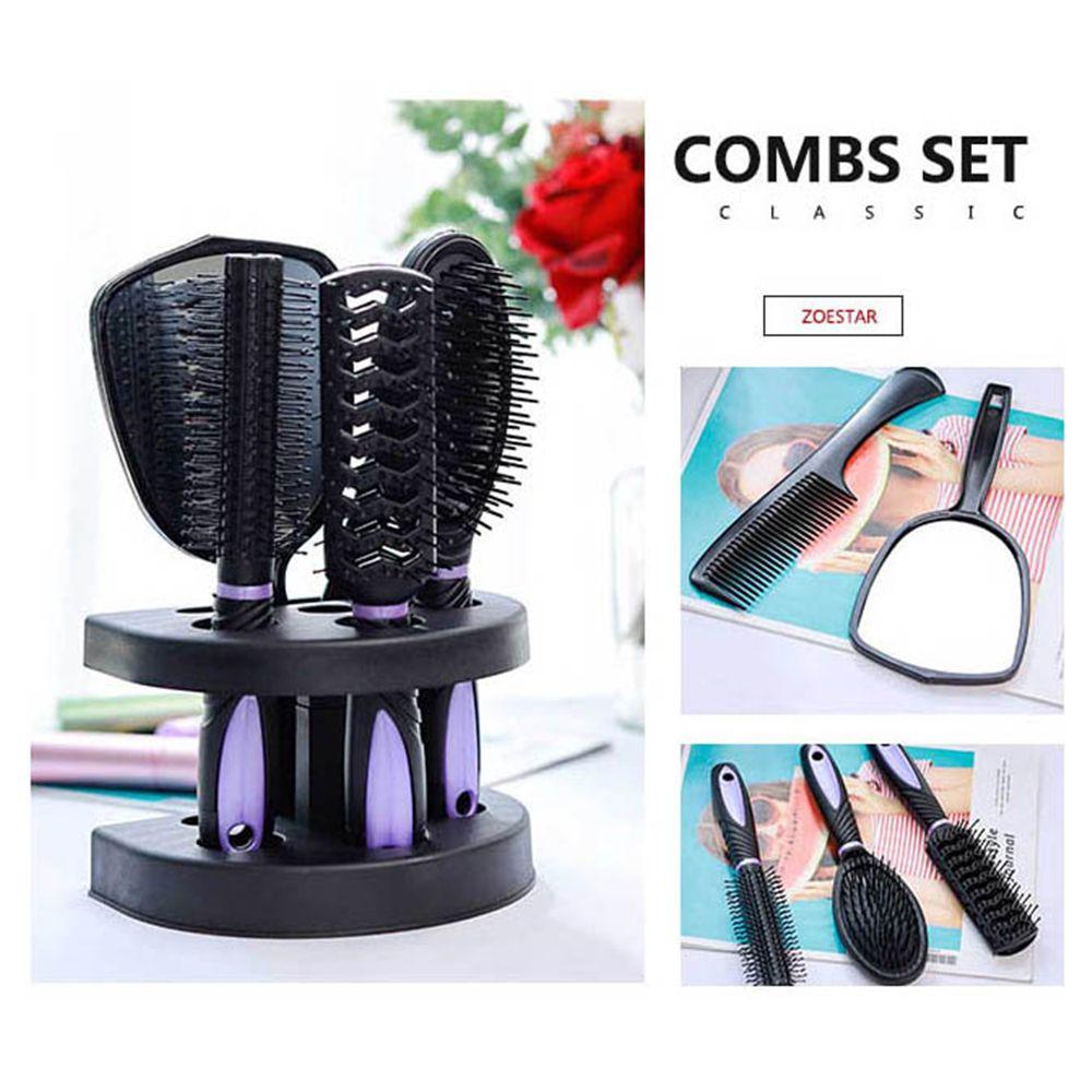 Styling Salon Massagekamm Haarbürsten-Set Haarbürste Kamm Spiegel-Set Spiegelständer Halter