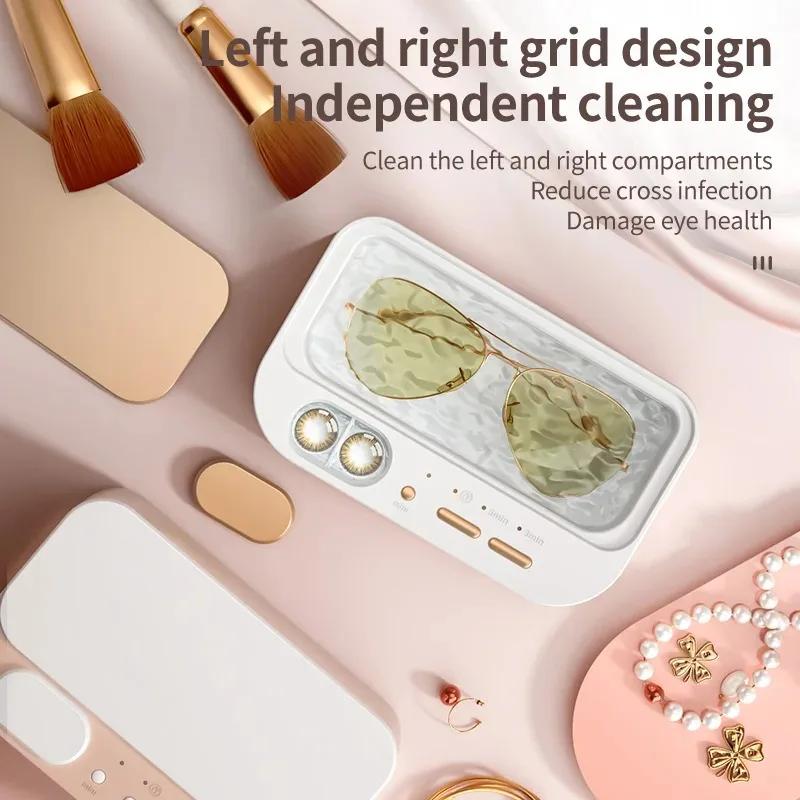 Xiaomi 48Khz Cleaning Machine Ultrasonic Cleaner Double Bin Vibration Full Cleaning Jewelry Household Adjustable CleanerNew