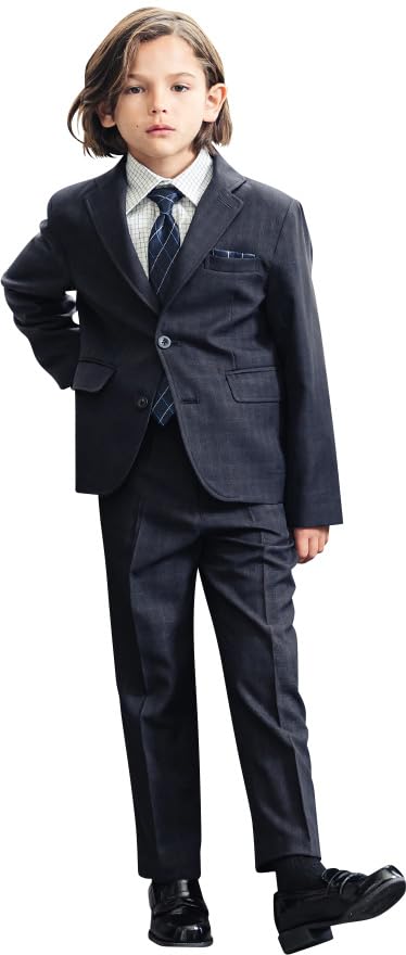 

Костюм для поступления в школу, выпускного, формальный, Луис, комплект и карман, темно-синий x клетка, 120 см [Arisana] Церемония для мальчиков, Церемония, Детская одежда,