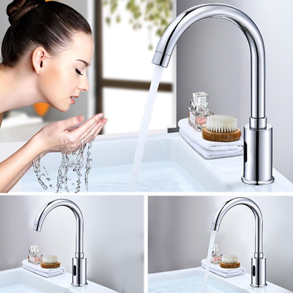 Grifo de agua de inducción, grifo con Sensor infrarrojo automático, grifos de fregadero, cubierta de agua fría única montada