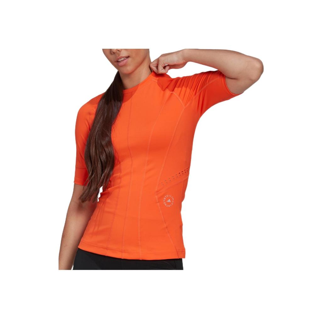 Adidas Solid Color Crew Neck Pullover Logo Print Short Sleeve T-Shirt Women Tops Half-Impact-Orange HI6151
