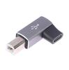 Переходник Адаптер SUNROZ угловой USB Type-C Female - USB Type B Male Grey, металл (A48624)