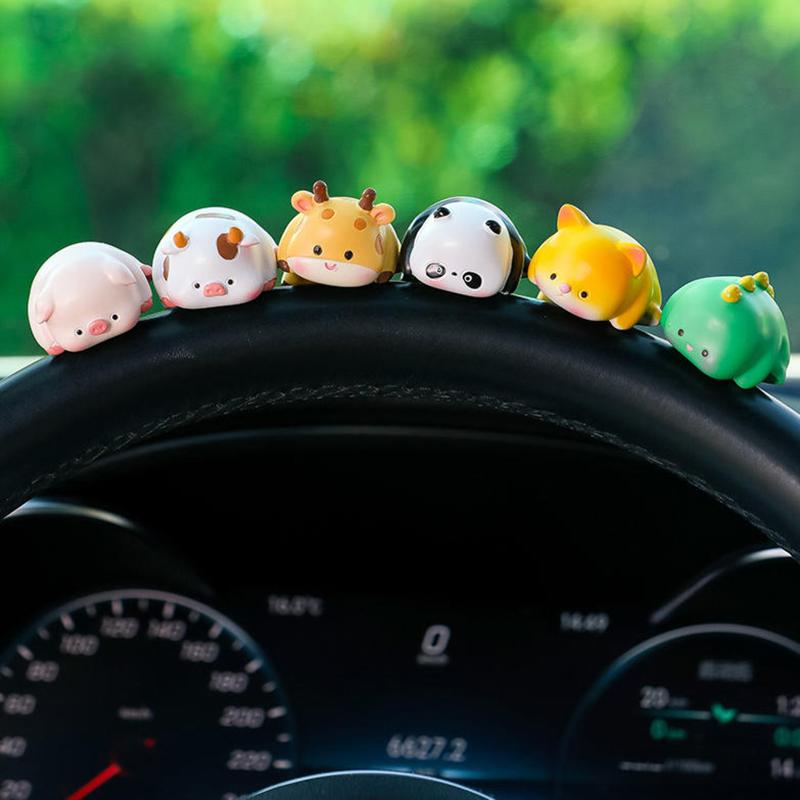 Mini Cartoon Animal Resin Decorative Toy Cute Computer Desktop Decoration Car Cute Doll Perfect Birthday Gift Choice Decoration