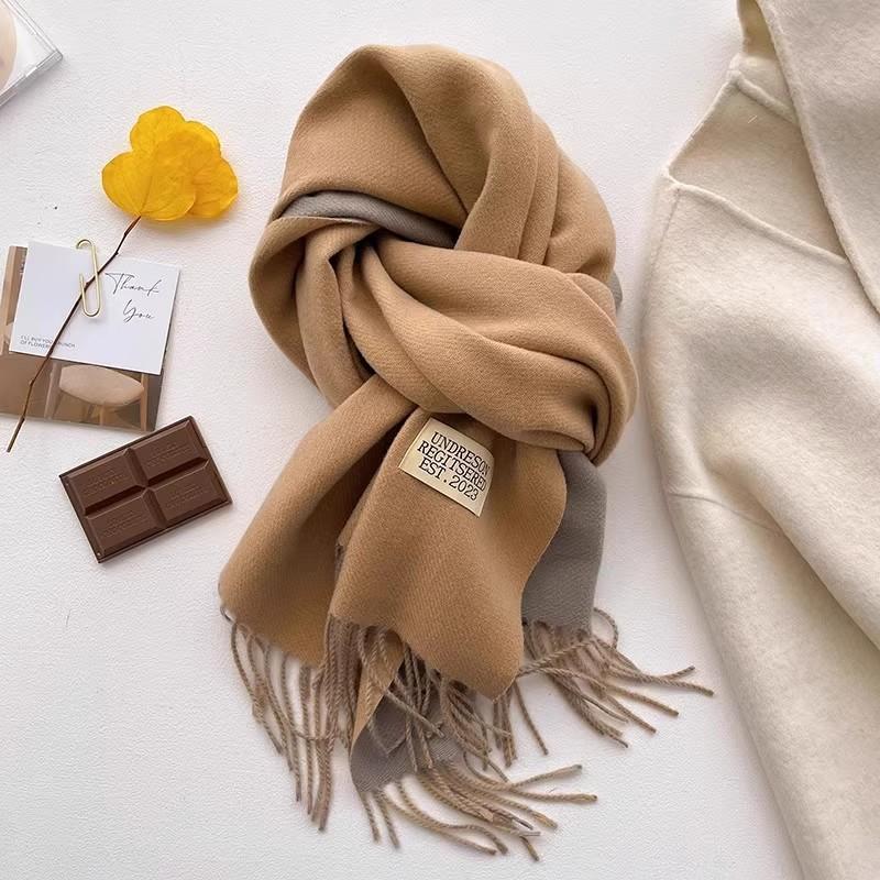 Super Soft Waxy Cashmere Scarf for Women in Winter High End  Korean Version  Versatile Camel Color  Double sided Solid Color  Warm Scarf for Mother