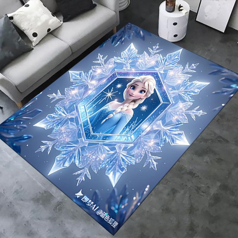 3D-gedruckter Elsa, Frozen, Schneeflocke Anti-Rutsch-Teppich - Maschinenwaschbarer Büroteppich für Wohnzimmer, Schlafzimmer, Büro - Mehrere Größen