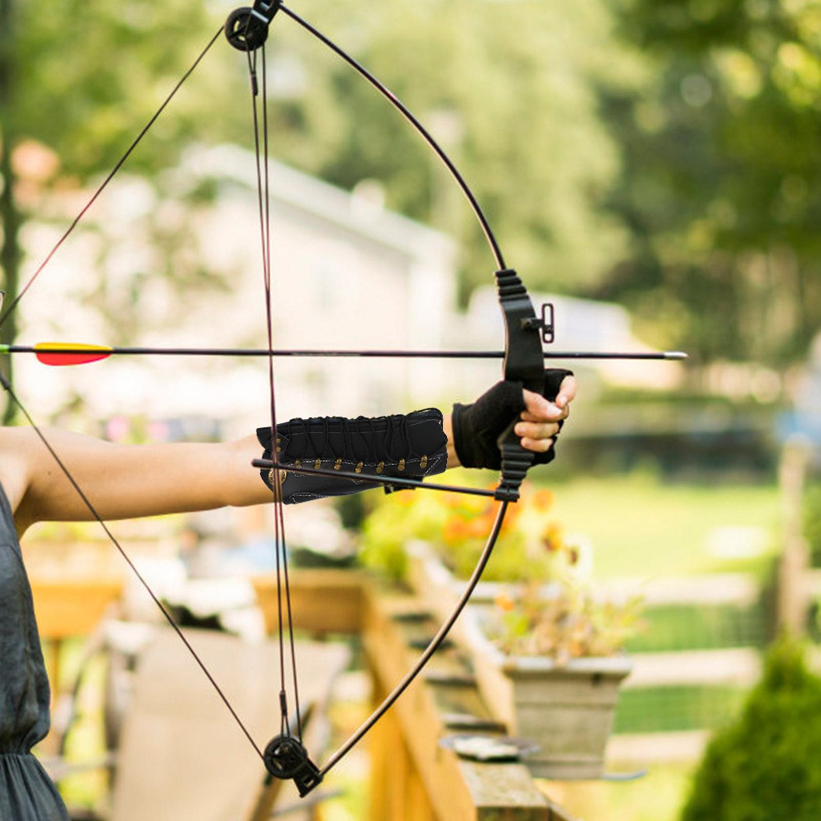 

Штучна шкіра Захист руки для стрільби з лука Нарукавник Захист Ремінці Чорний