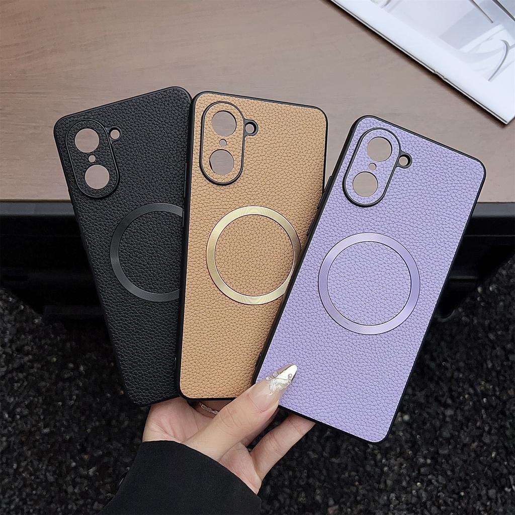For OnePlus Nord CE5 5G/Ace 5 Racing 5G Magnetic Case Litchi Texture PU Leather + TPU Phone Back Cover