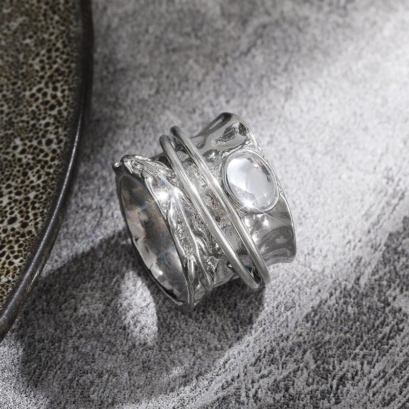 Bagues Vintage en pierre de lune tibétaine pour femmes, grandes bagues en cristal de guérison, style Boho Antique indien, bijoux fins, cadeaux pour filles et dames
