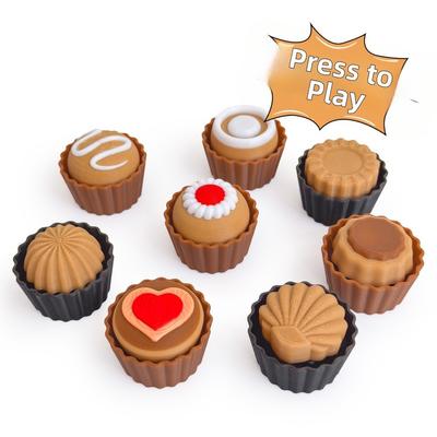 Cartoon 3D Printed Clicker Toys Shells Simulated Dessert Keychain Stress Relief Toys  Fidget Toys