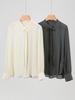 Women's Spring Silk Ribbon Shirt: Mulberry Silk French-Style Long Sleeve Top