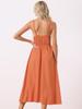 Allegra K Bohemian Sleeveless Spaghetti Strap Maxi Sundress, Wrap Waist, Summer 2024, Women's, Orange, Size L