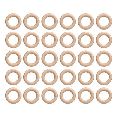 30PCS Beech Wood Rings Smooth Wooden Circle Ring Pendant for DIY Jewelry Making Handcrafts