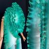 13 Cm X 1 Yard Pleated Fabric Three-Dimensional Pleated Transparent Edge Crepe Fabric Iridescent Gradient Wavy Trim