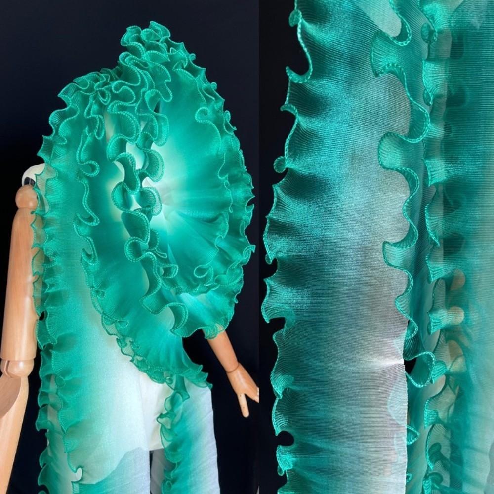13 Cm X 1 Yard Pleated Fabric Three-Dimensional Pleated Transparent Edge Crepe Fabric Iridescent Gradient Wavy Trim