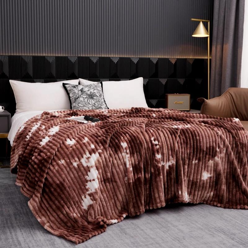 

High Quality Blanket for Beds Tie Dyeing Warm Manta Single/Queen/King Flannel Fleece Thow Blanket Thick Warm Plaids Sofa Blanket 70X100cm About0.25kg
