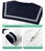 Navy Collar White Sailor Suit JK Uniform Set with Skirt