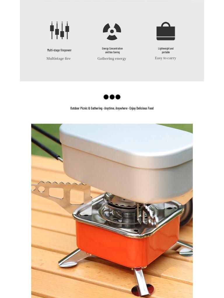 Windproof Portable Camping Gas Stove - Foldable High Power Square Design