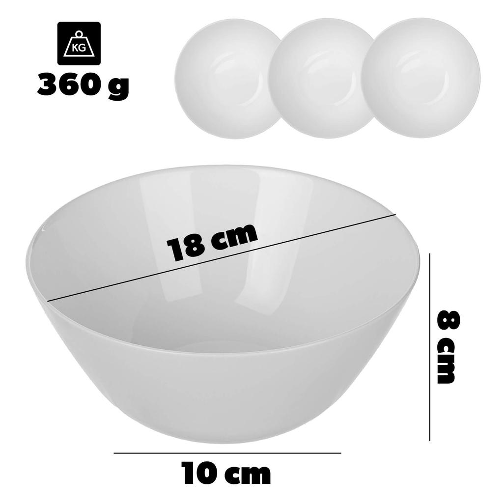 KADAX Salaterka szklana 18cm Biała 3szt.