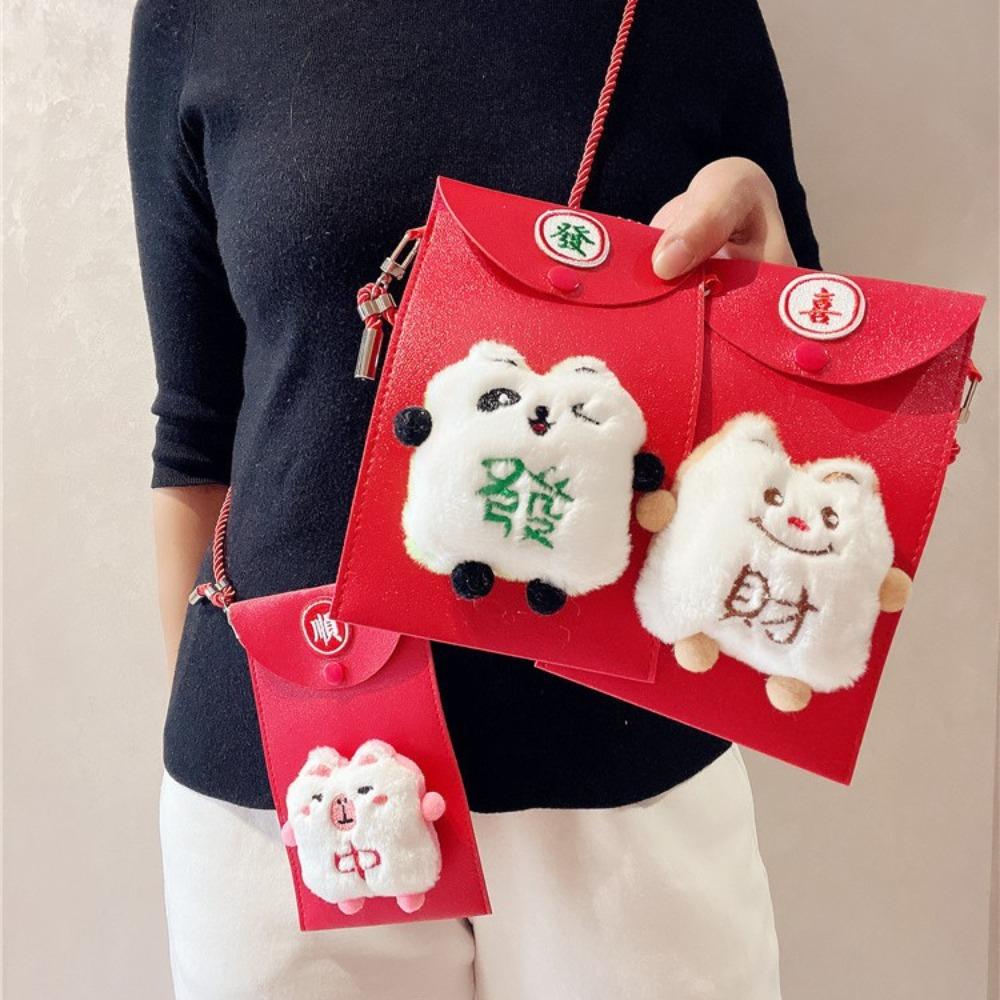 Red Dragon Plush Mahjong Lucky Money Packet Capybara New Year Money Envelope  Party Gifts