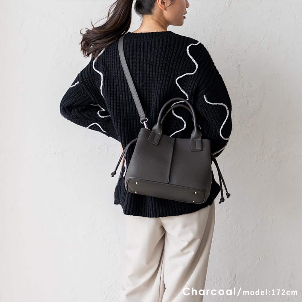 VITAFELICE Women's Side Tassel 2-Way Tote Bag Inb-10185p (Charcoal)