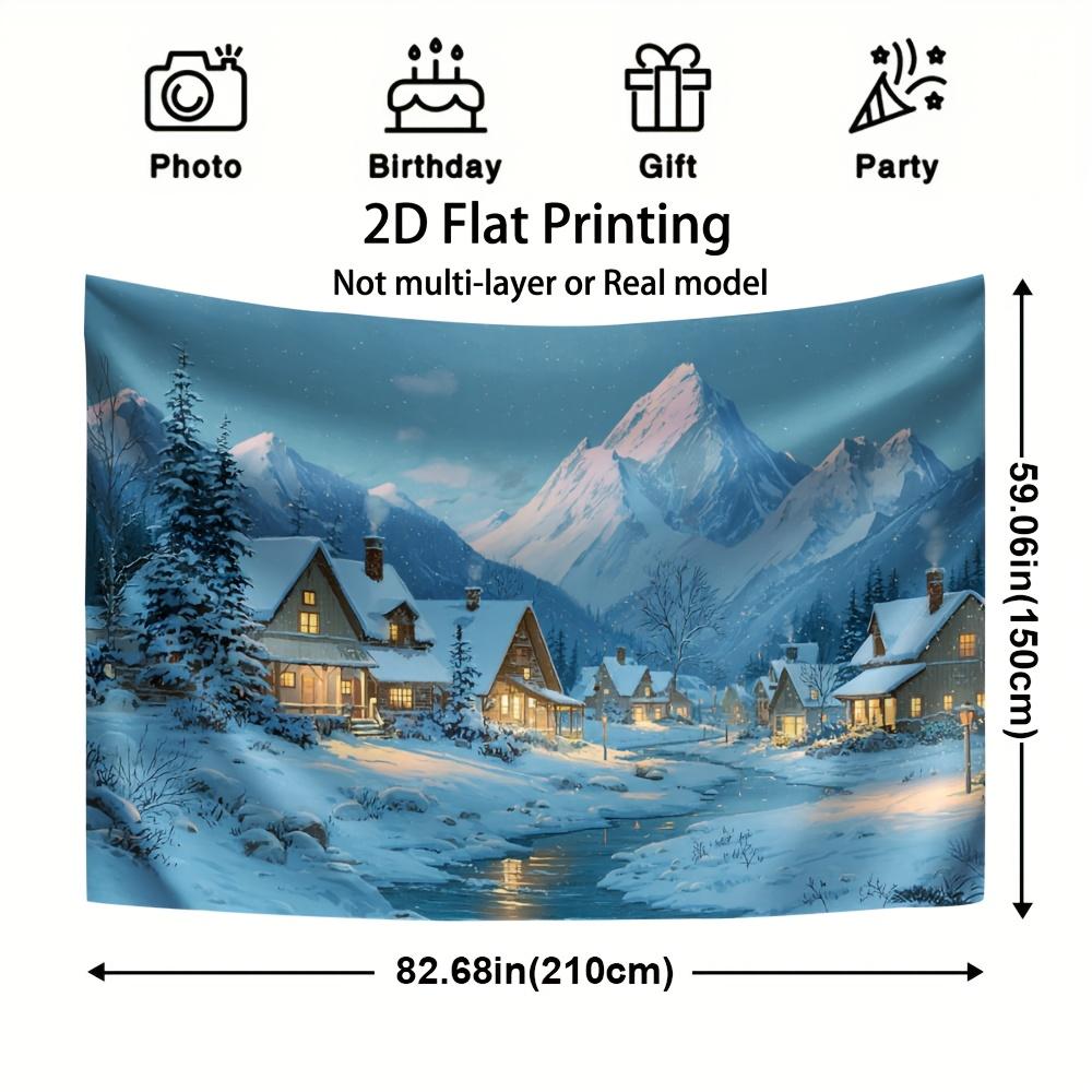 Christmas Winter Wonderland Village Scene Wall Hanging Tapestry Christmas Wall Hanging Tree Wall Hanging Gorgeous Christmas Tree Fireplace Gifts
