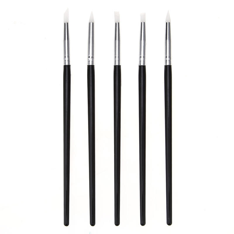 5Pcs Soft Silicone Nail Art Design Pen Brush Carving Sculpture UV Gel Beautify Nails DIY Tools