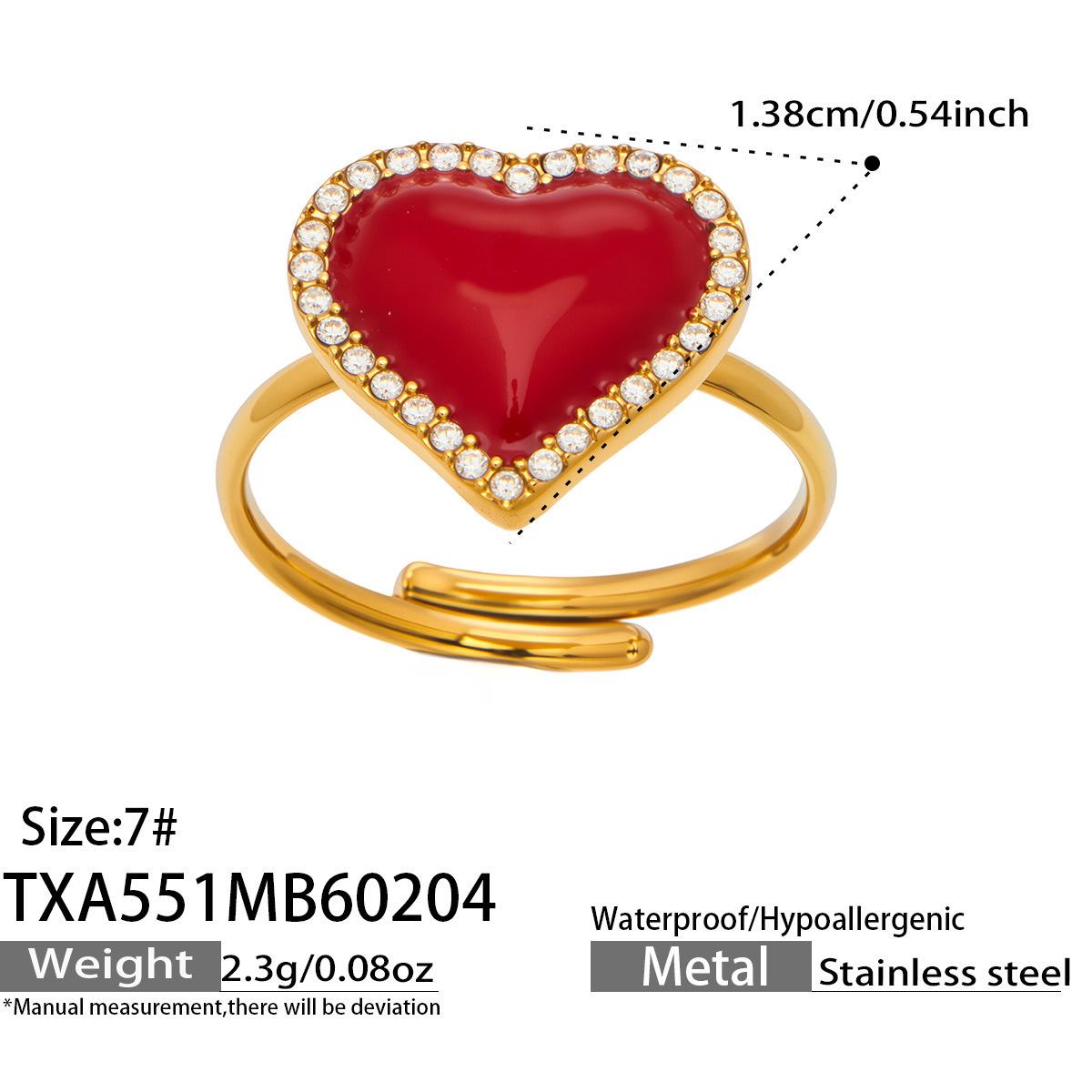 Elegant Red Heart Drip Oil Zircon Jewelry Set: Necklace, Bracelet, Earrings, and Ring