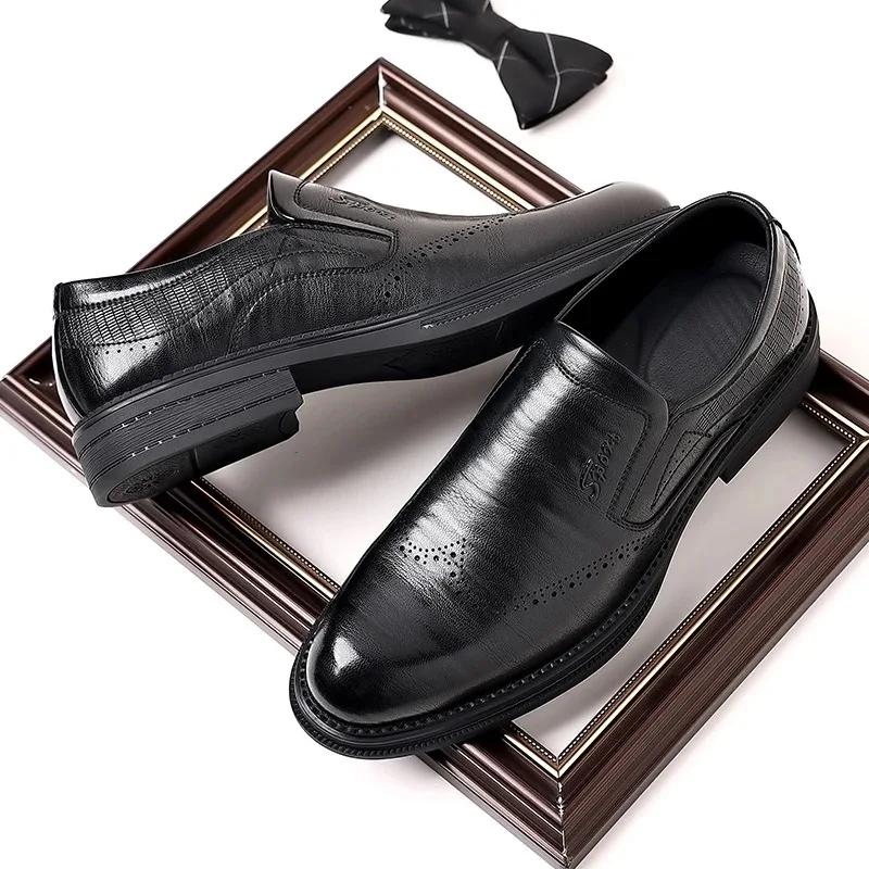 

Мужские туфли, классические деловые повседневные кожаные туфли, мокасины, лоферы, высококачественные свадебные туфли для мужчин, обувь для вождения 42 чёрный