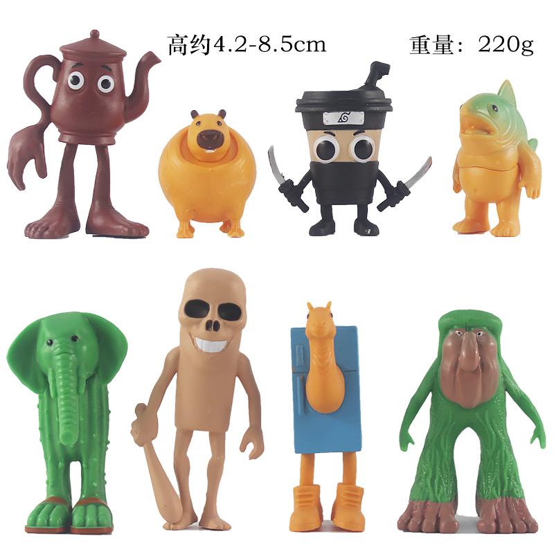 

8pcs Tung Sahur Tralalero Tralala Bombardment Crocodile Shimpanzini Bananini Action Figure Toy Cartoon Model Decoration