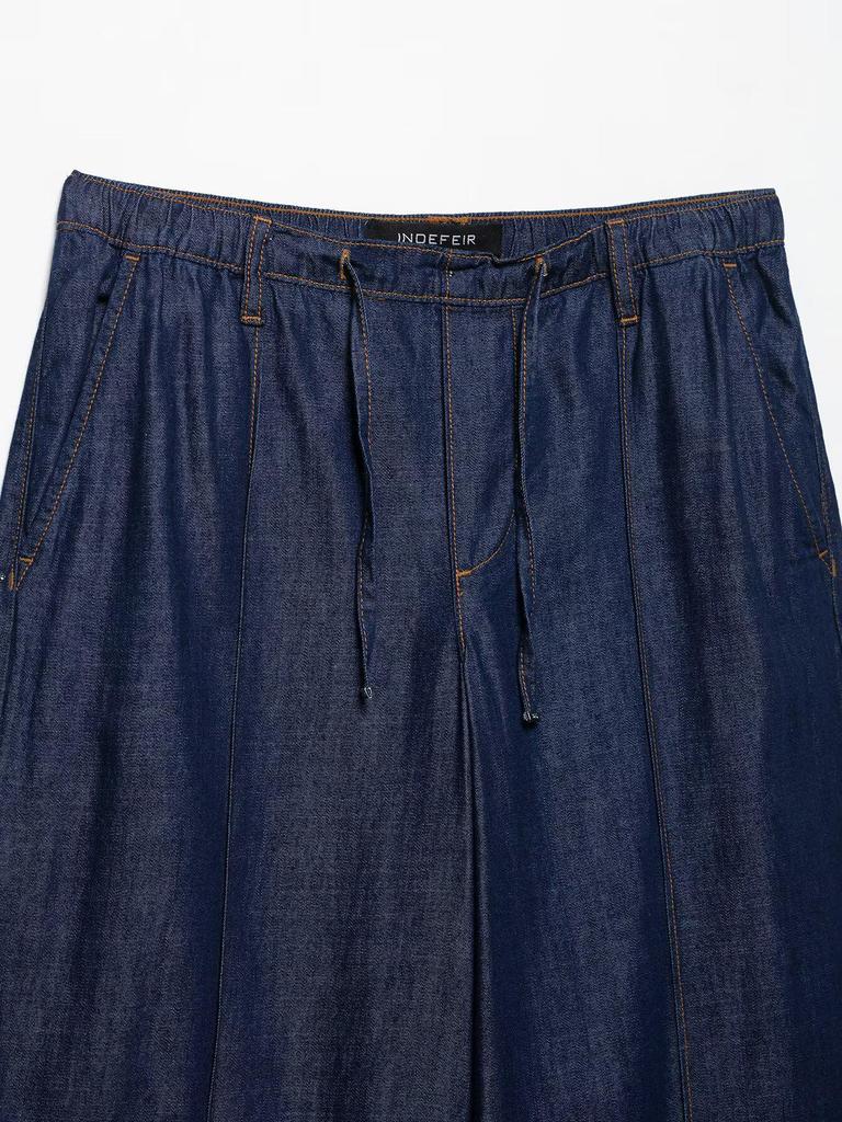 TAOP&ZA Spring Women's Denim Shirt & High Waist Wide Leg Pants Set