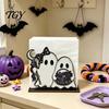 Decorative Wood Towel Rack Halloween Wooden Napkin Holder, Cute Ghost Black Cat Vertical Paper Organizer for Kitchen Stand, Table Tissue Festive Party