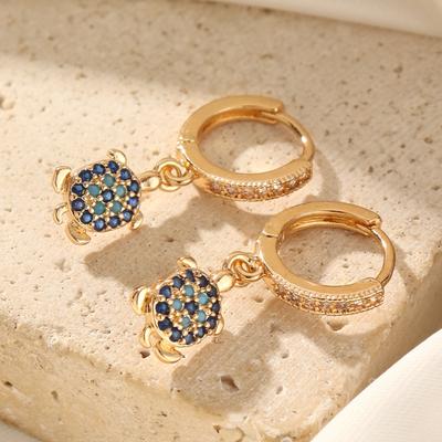 1 Paar Niedliche Schildkröten-Hängeohrringe für Damen Zirkonia Schmuck Täglicher Hochzeitsfeier-Schmuck