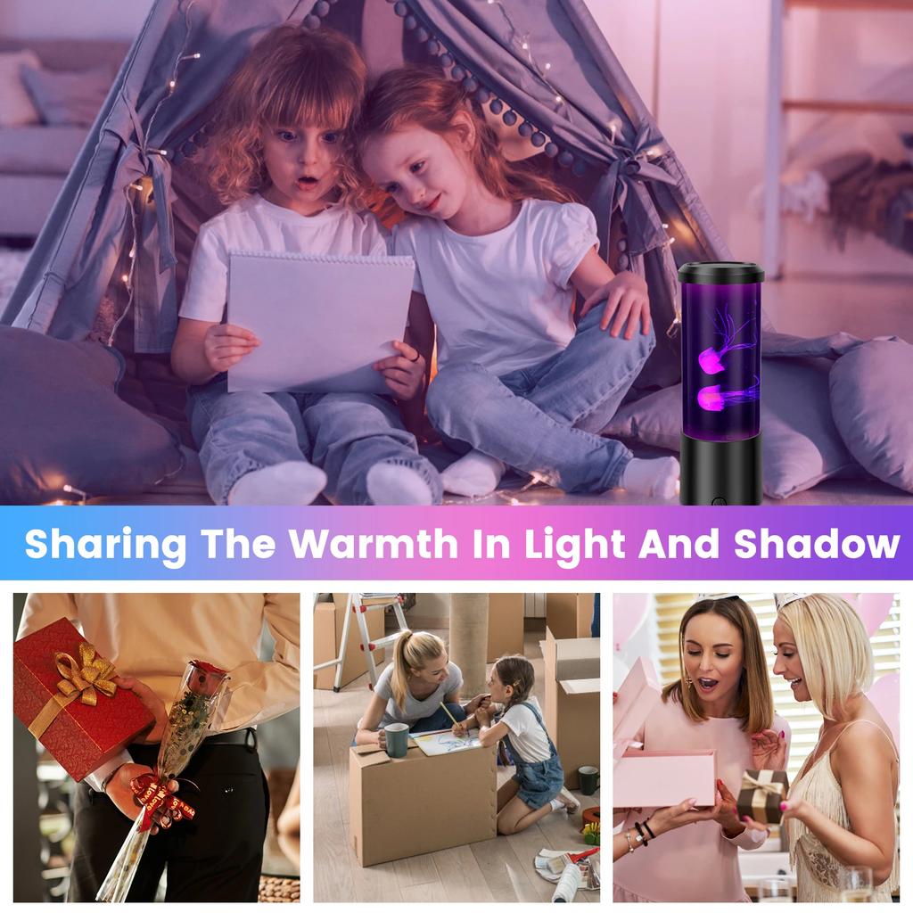 LED Jellyfish Lava Lamp USB Electric Jellyfish Night Lamp Multi Color Desktop Mood Light Decoration for Children Room Home