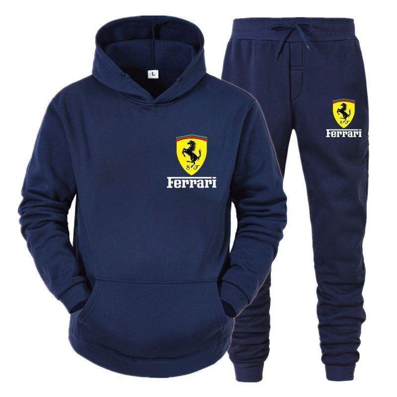 

Ferrari Suit Spring and Autumn Men s and Women s Hooded Sweatshirts Personalized Trendy Casual Pullover Tops L темно-синього кольору