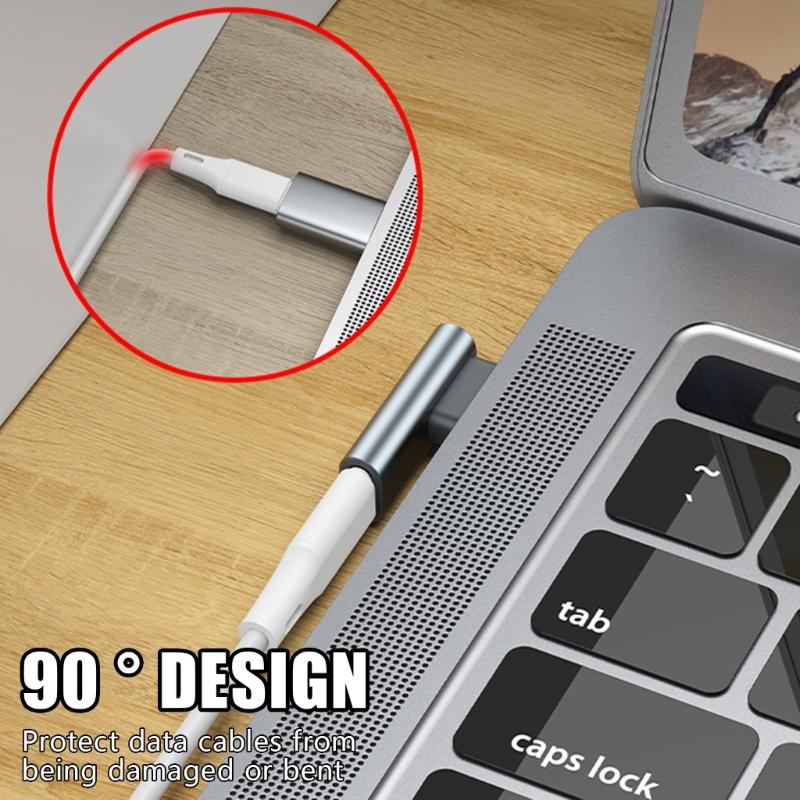 90°Bend USB to Type C Adapter Connectors Reversible Plugs Support Inline Control for Easy Use in Tight Space Use