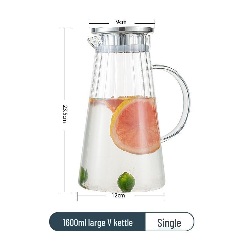 High-Temperature Resistant Glass Cold Water Pitcher - Large Capacity Japanese Style Heat-Resistant Jug with Cold Water Cup